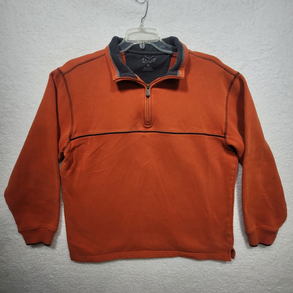 Arrow Classic-Fit Fleece Quarter-Zip Pullover Sweatshirt Burnt Orange